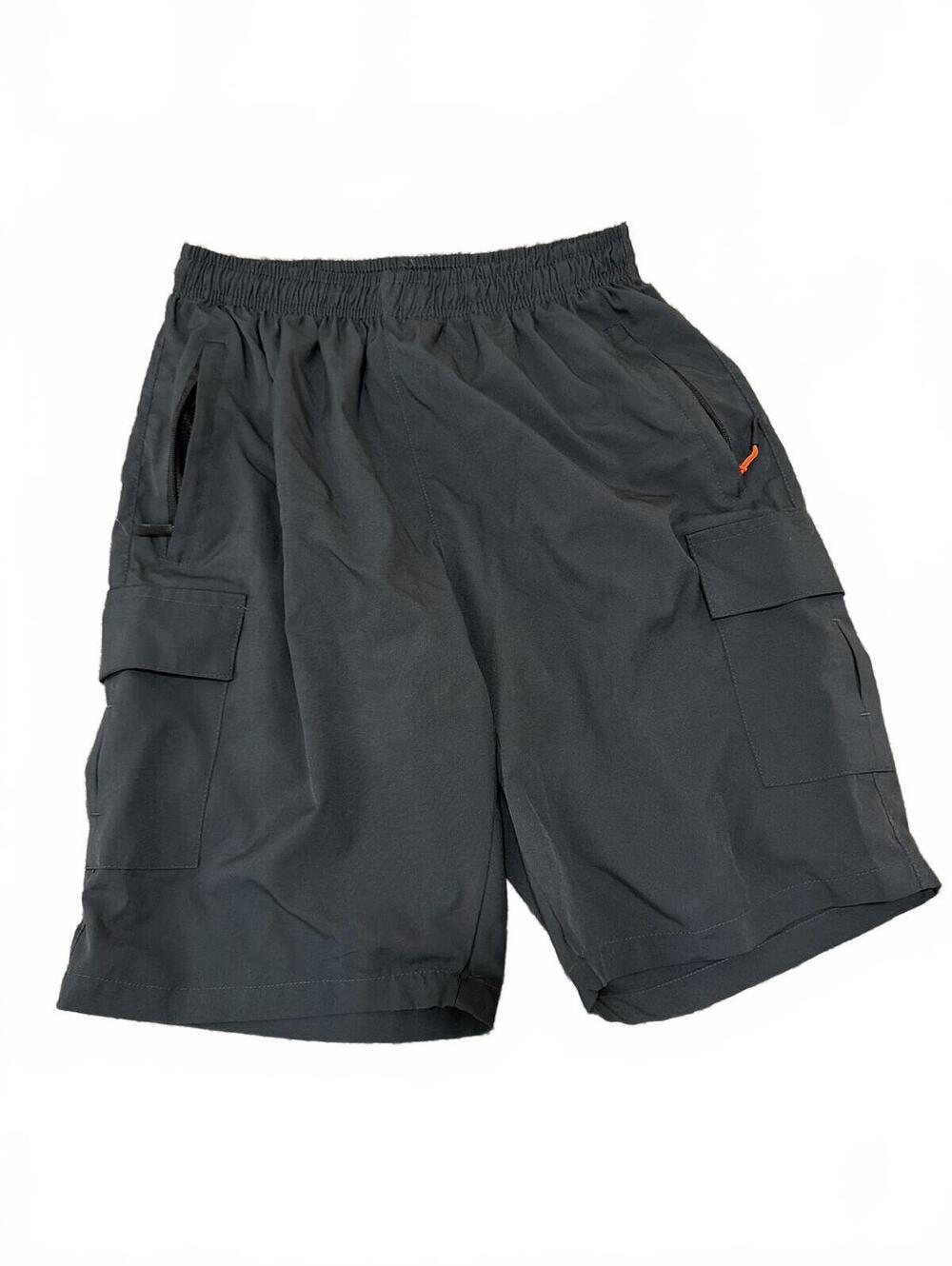 Boys Pull on Woven Black Cargo Shorts with Zipper Pockets Size 18